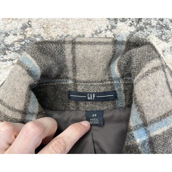Gap Women’s Wool Blend Brown Blue Plaid Peacoat XS Preppy - Picture 4 of 7